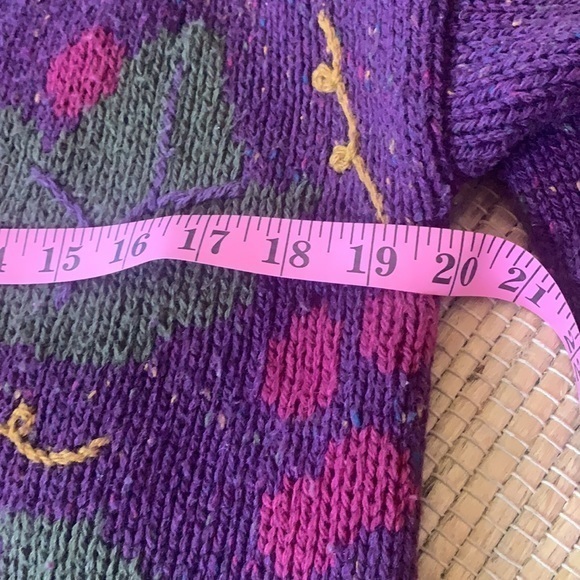 P.S. Sport Vintage Purple/Green 4- Button V-Front Cardigan Sweater, Small Petite - Picture 11 of 11